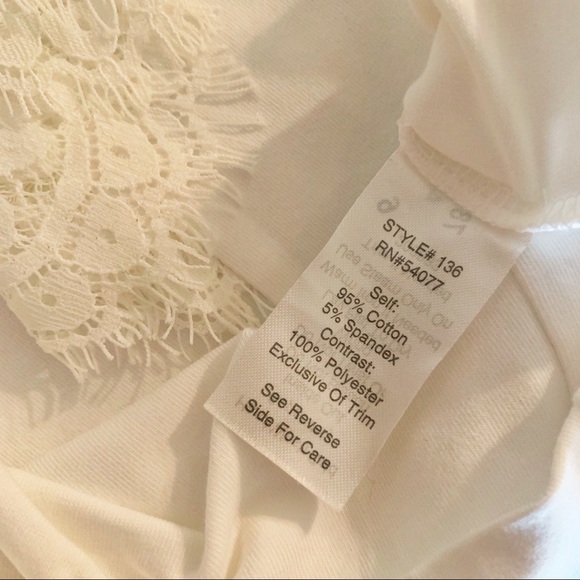 CAbi Sweet Tee lace ruffle white keyhole neck top - Picture 5 of 7